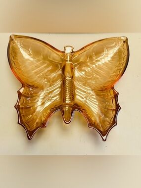 Carnival glass butterfly dish
